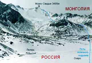Map of climbing to Munku-Sardyk peak
